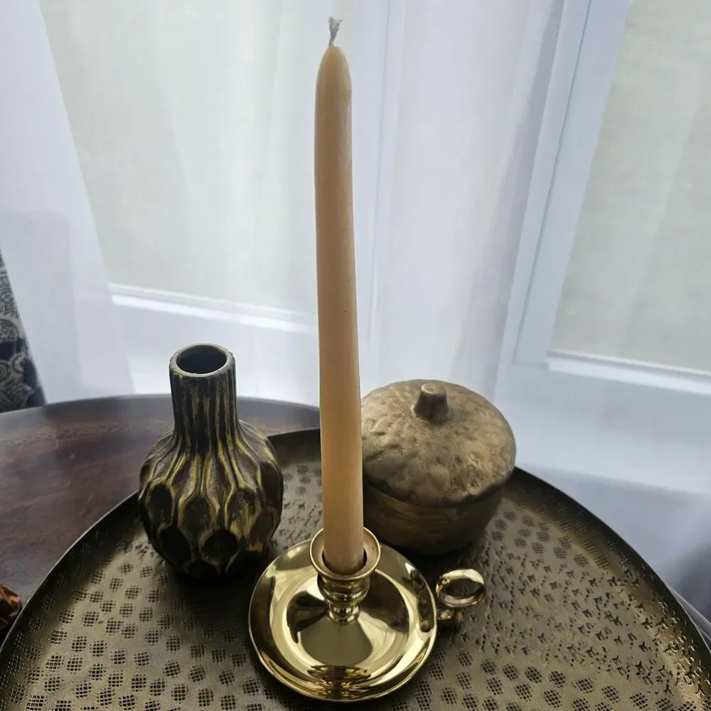 Vintage Baldwin Solid Brass Chamberstick Holder | Taper Candle Stick with Ring